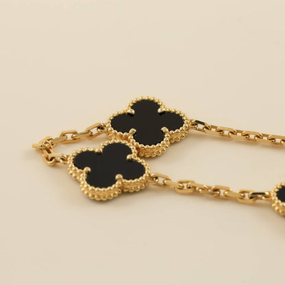 [Clover Jewelery]CLOVER  5 MOTIFS BLACK ONYX BRACELET