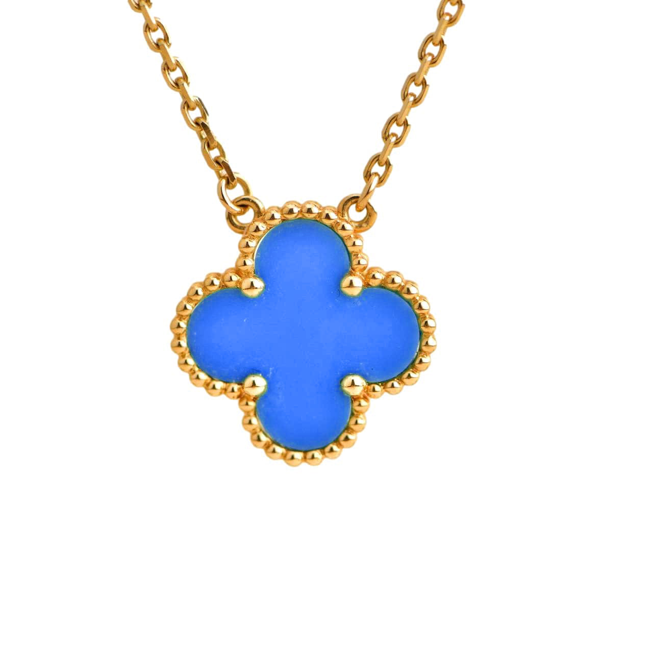 [Clover Jewelery]CLOVER 15MM BLUE AGATE NECKLACE