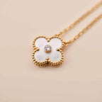 [Clover Jewelry]KLEE 15MM DIAMANT WEISSE FRITILLARIA-HALSKETTE