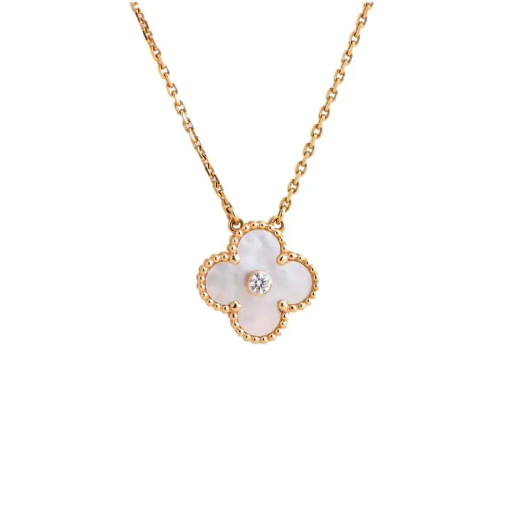 [Clover Jewelry]KLEE 15MM DIAMANT WEISSE FRITILLARIA-HALSKETTE