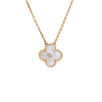 [Clover Jewelry]KLEE 15MM DIAMANT WEISSE FRITILLARIA-HALSKETTE