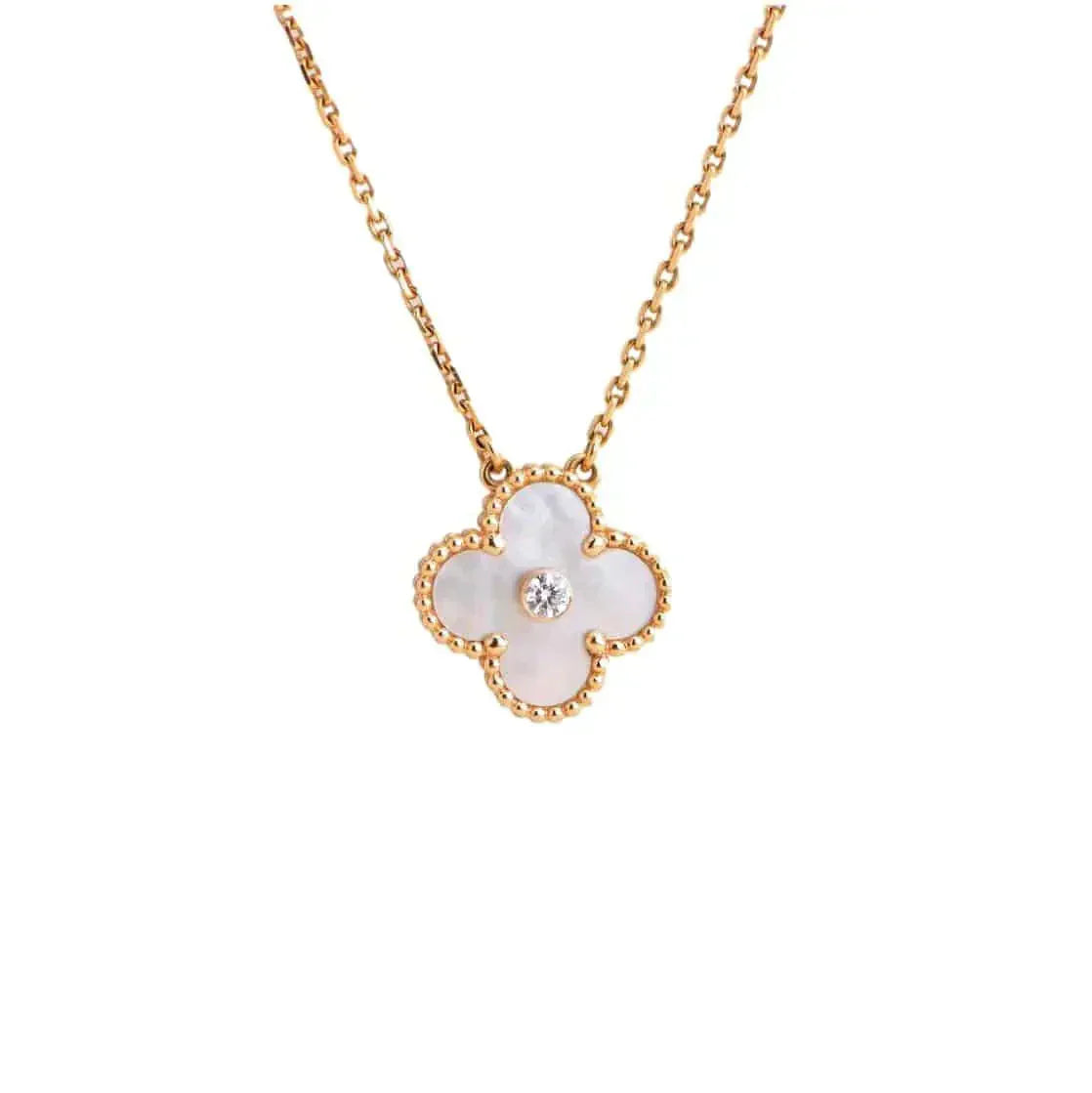 [Clover Jewelry]KLEE 15MM DIAMANT WEISSE FRITILLARIA-HALSKETTE