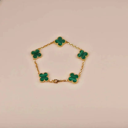 [Clover Jewelery]CLOVER 5 MOTIFS MALACHITE BRACELET