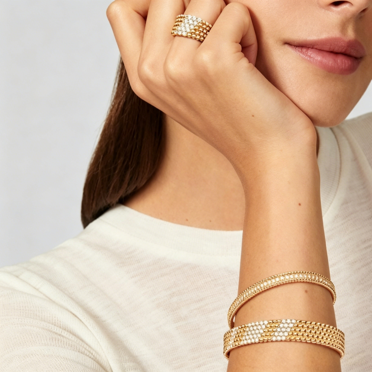 [Clover Jewelry]  FIVE-ROW DIAMOND BRACELET