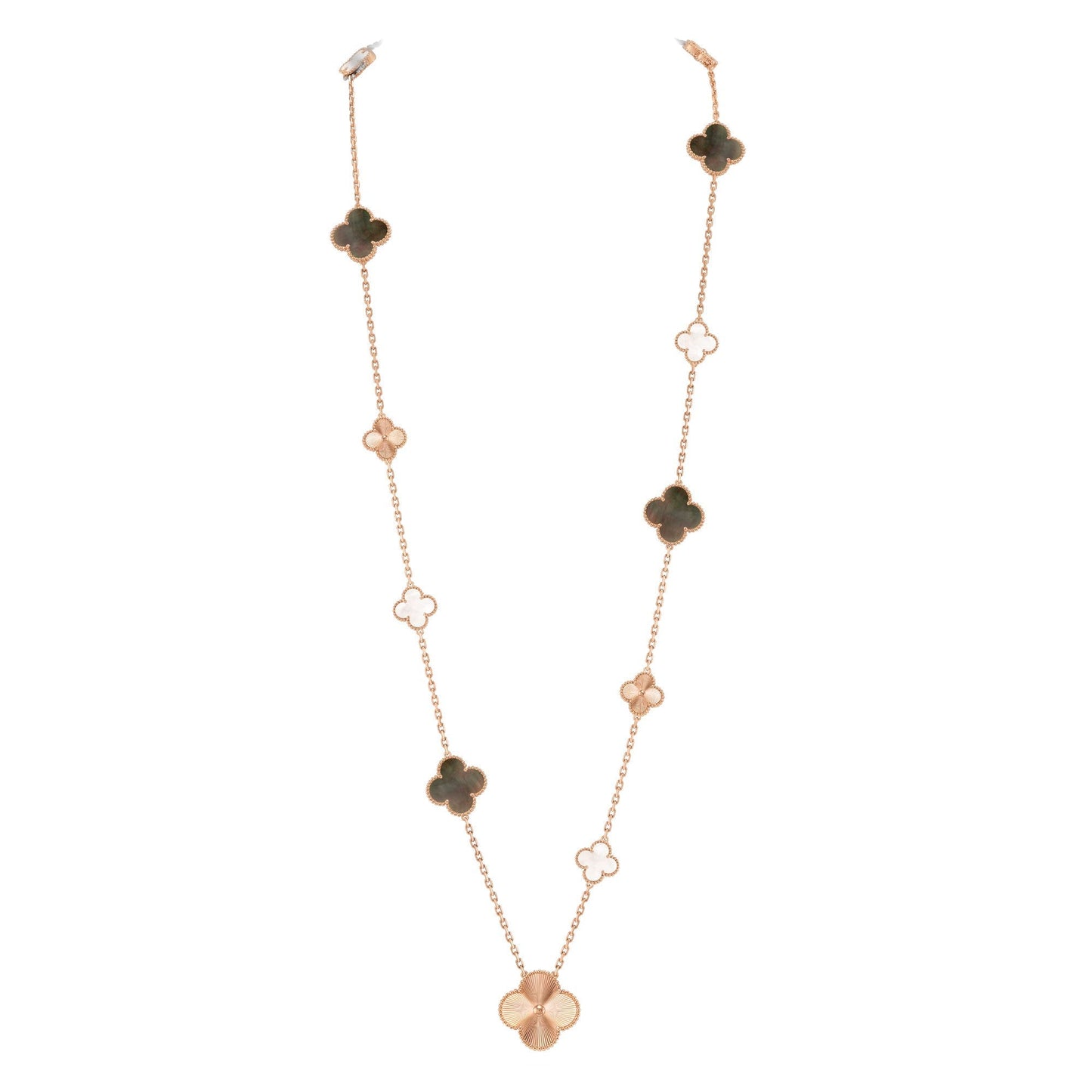 [Clover Jewelry]DETACHABLE CLOVER 15(11+4) FLOWER ROSE GOLD NECKLACE SET