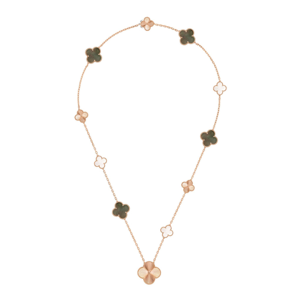 [Clover Jewelry]ABNEHMBARE KLEE 15(11+4) BLUMEN ROSÉGOLD HALSBAND SET
