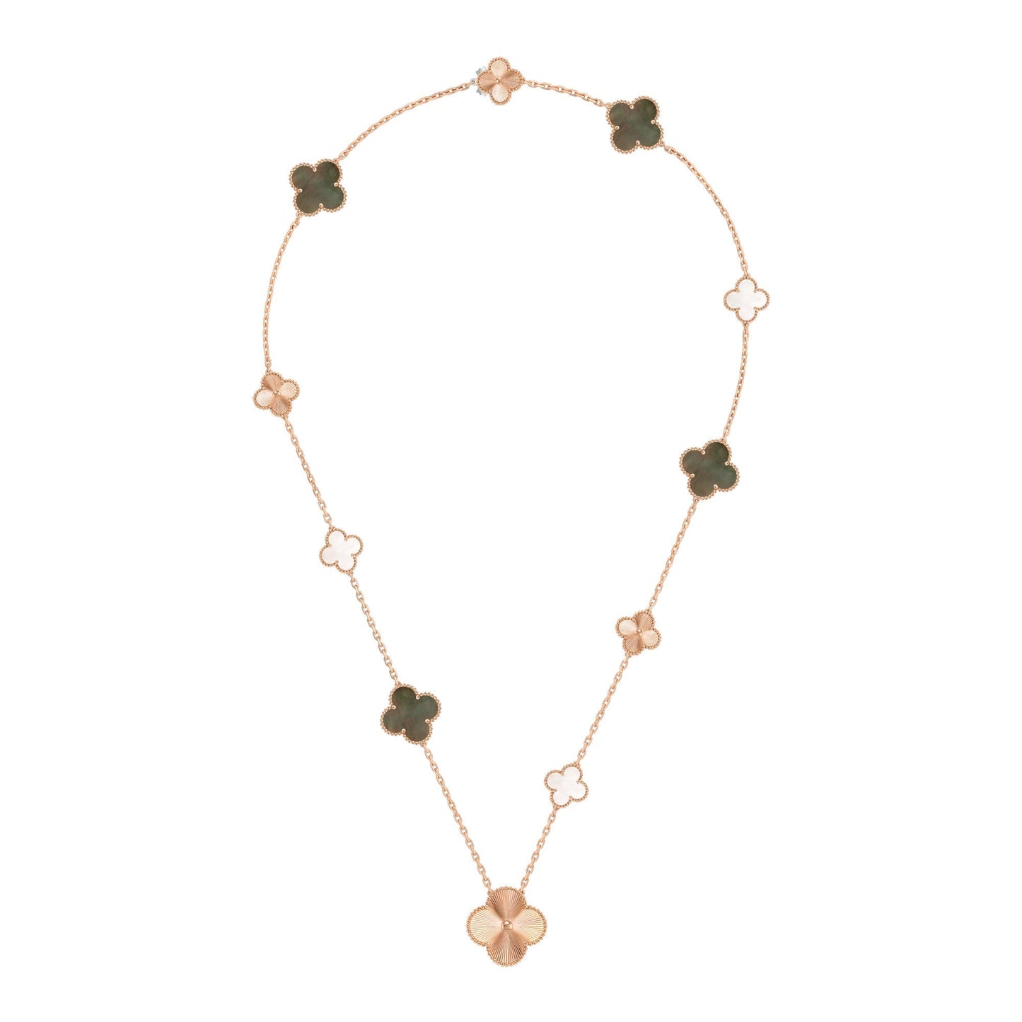 [Clover Jewelry]DETACHABLE CLOVER 15(11+4) FLOWER ROSE GOLD NECKLACE SET