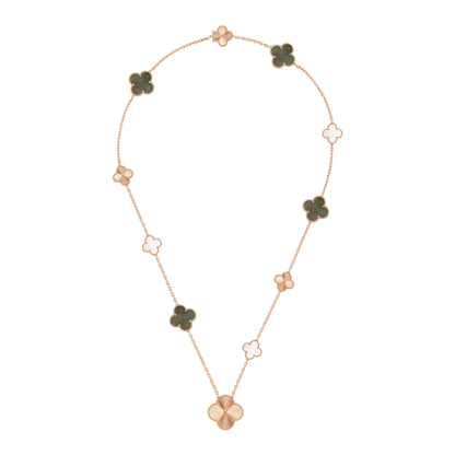 [Clover Jewelry]DETACHABLE CLOVER 15(11+4) FLOWER ROSE GOLD NECKLACE SET