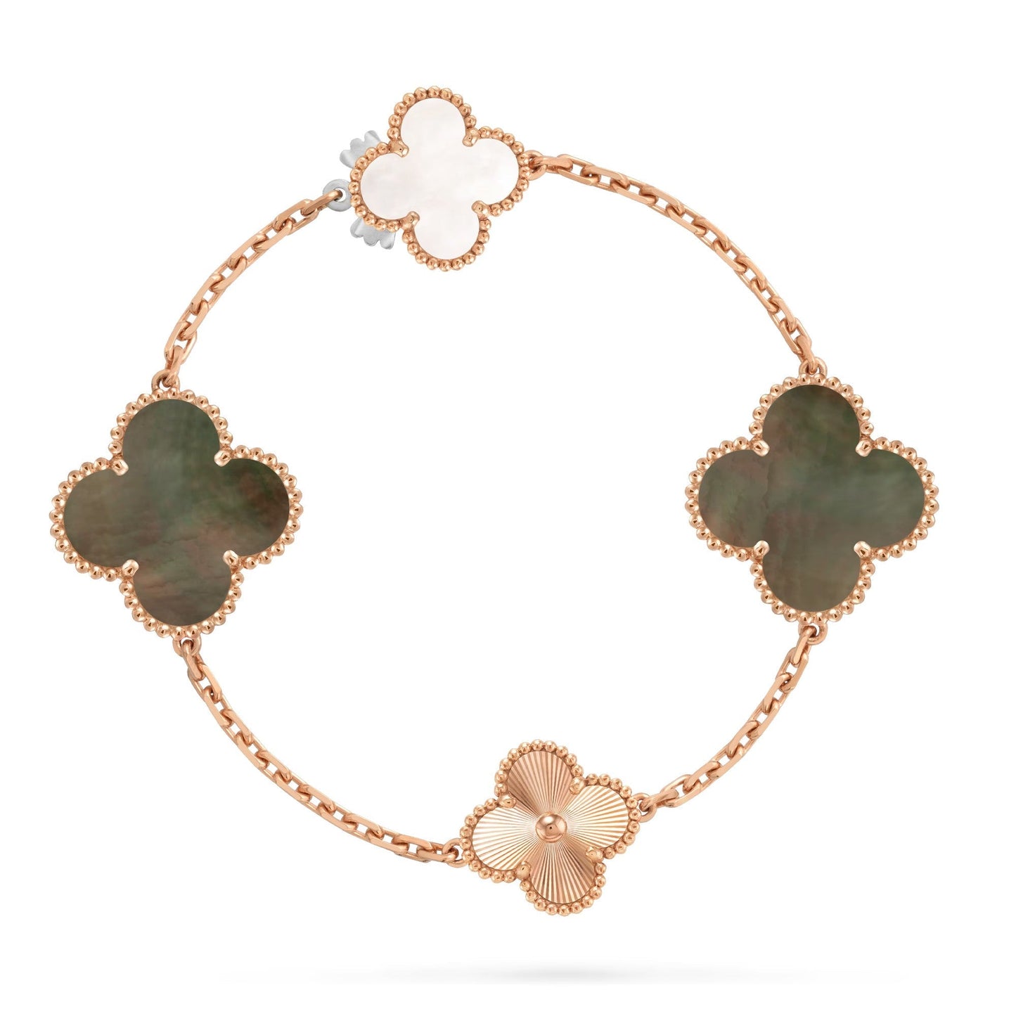 [Clover Jewelry]DETACHABLE CLOVER 15(11+4) FLOWER ROSE GOLD NECKLACE SET
