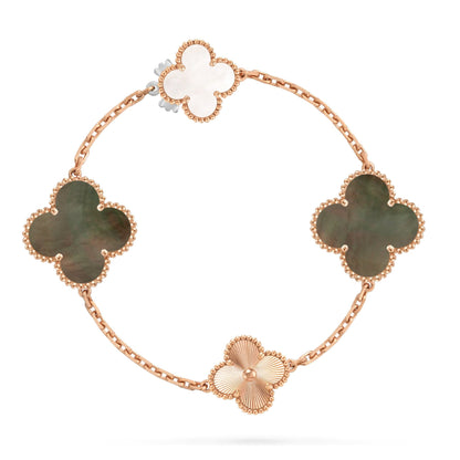 [Clover Jewelry]DETACHABLE CLOVER 15(11+4) FLOWER ROSE GOLD NECKLACE SET