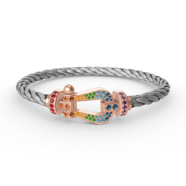 [Clover Jewelery]FORCE LARGE HORSESHOE  COLORED DIAMOND BRACELET ROSE GOLD