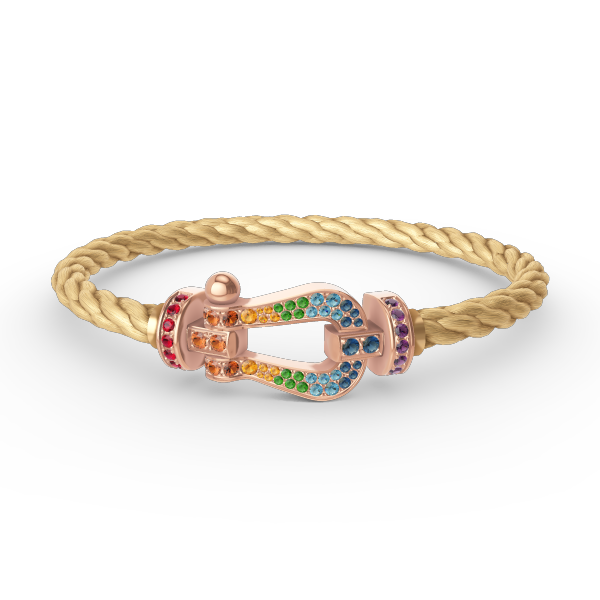 [Clover Jewelery]FORCE LARGE HORSESHOE  COLORED DIAMOND BRACELET ROSE GOLD