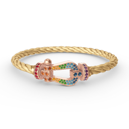 [Clover Jewelery]FORCE LARGE HORSESHOE  COLORED DIAMOND BRACELET ROSE GOLD