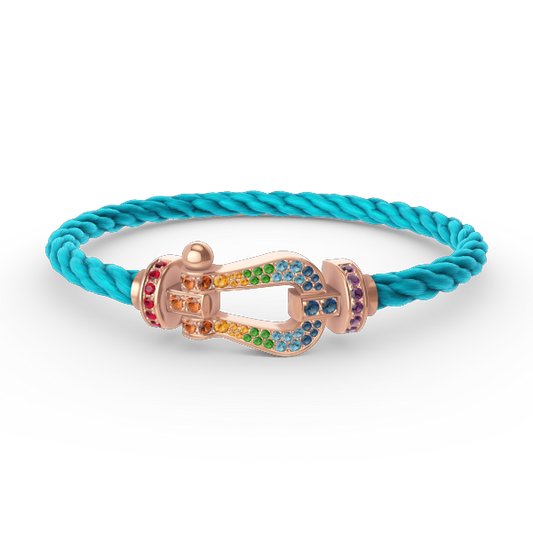 [Clover Jewelery]FORCE LARGE HORSESHOE  COLORED DIAMOND BRACELET ROSE GOLD