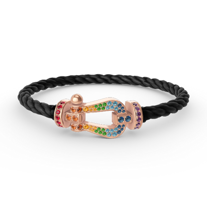 [Clover Jewelery]FORCE LARGE HORSESHOE  COLORED DIAMOND BRACELET ROSE GOLD