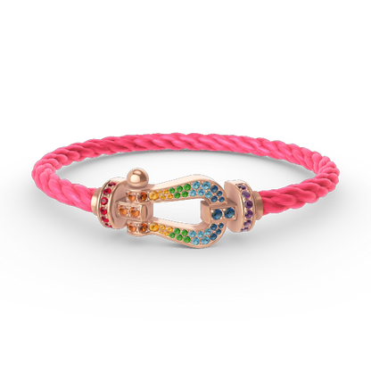 [Clover Jewelery]FORCE LARGE HORSESHOE  COLORED DIAMOND BRACELET ROSE GOLD