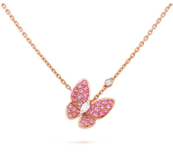 [Clover Jewelry]SCHMETTERLING ROTER DIAMANT ROSÉGOLD KETTE