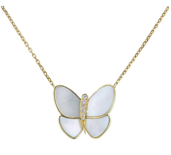 [Clover Jewelry]SCHMETTERLING GOLD MOP DIAMANT HALSKETTE