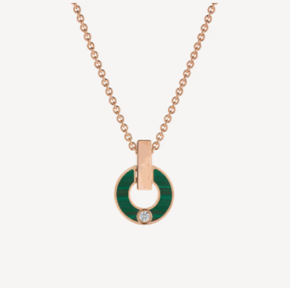 [Clover Jewelery]GARI NECKLACE PINK GOLD MALACHITE