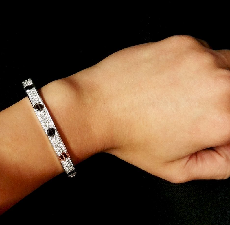 [Clover Jewelry]LOVE BRACELET 6.1MM DIAMOND-PAVED CERAMIC