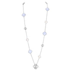 [Clover Jewelry]ABNEHMBARE KLEEBLÜTEN-HALSKE. MIT 15(11+4) BLUMEN-ANHÄNGERN, SILBER