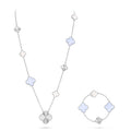 [Clover Jewelry]ABNEHMBARE KLEEBLÜTEN-HALSKE. MIT 15(11+4) BLUMEN-ANHÄNGERN, SILBER