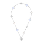 [Clover Jewelry]ABNEHMBARE KLEEBLÜTEN-HALSKE. MIT 15(11+4) BLUMEN-ANHÄNGERN, SILBER