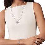 [Clover Jewelry]ABNEHMBARE KLEEBLÜTEN-HALSKE. MIT 15(11+4) BLUMEN-ANHÄNGERN, SILBER