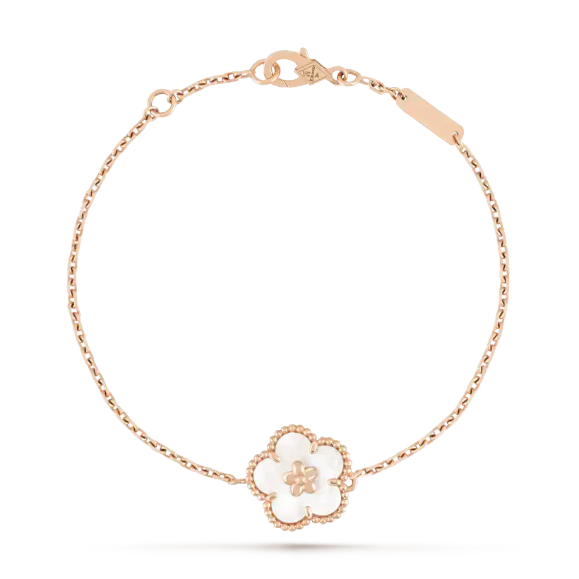 [Clover Jewelery]LUCKY WHITE MOP PLUM BLOSSOM  BRACELET