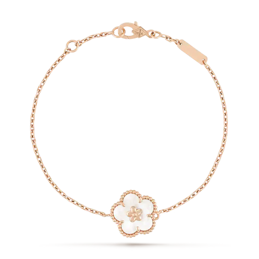 [Clover Jewelery]LUCKY WHITE MOP PLUM BLOSSOM  BRACELET