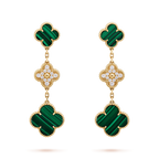 [Clover Jewelry]CLOVER EARRINGS GOLD MALACHITE DIAMOND 3 MOTIF
