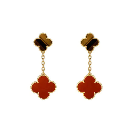 [Clover Jewelery]CLOVER  2 MOTIF  TIGER EYE CARNELIAN EARRINGS