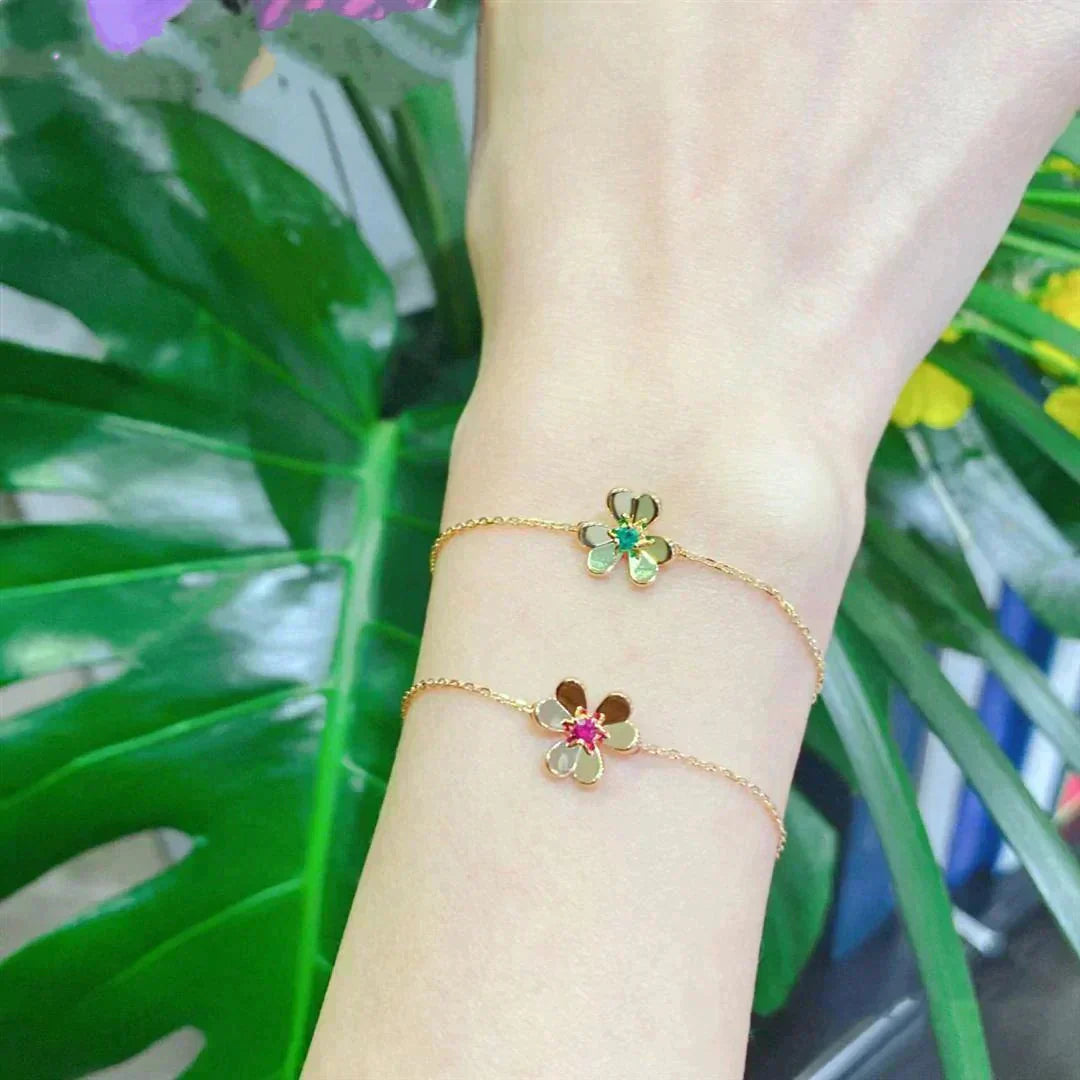 [Clover Jewellery] FRIVOLE GOLD BLUME ROSA MALACHIT ARMBAND