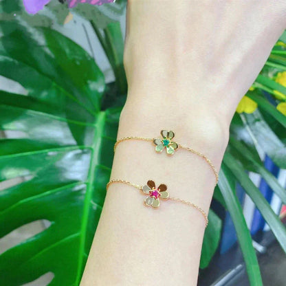 [Clover Jewellery] FRIVOLE GOLD BLUME ROSA MALACHIT ARMBAND