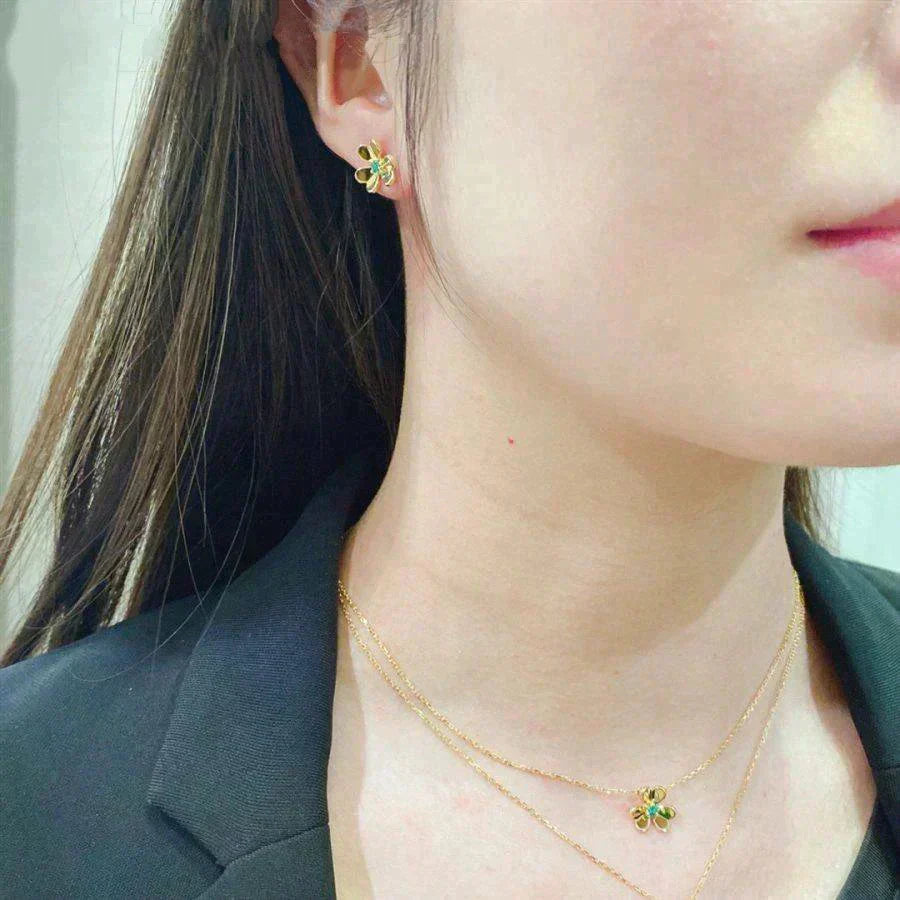 [Clover Jewelry]FRIVOLE BLUMEN MALACHIT OHRRINGE