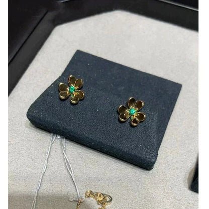 [Clover Jewelery]FRIVOLE  FLOWER MALACHITE EARRINGS