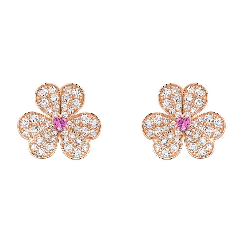 [クローバージュエリー]フリヴォル ピンクゴールド フラワー ダイヤモンドピアス