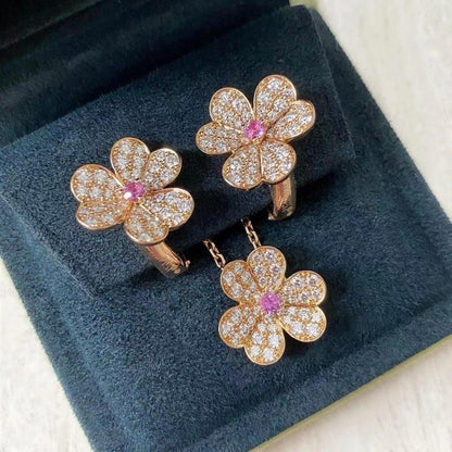 [Clover Jewelery]FRIVOLE ROSE GOLD FLOWER DIAMOND NECKLACE