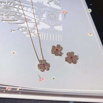 [Clover Jewelery]FRIVOLE ROSE GOLD FLOWER DIAMOND NECKLACE