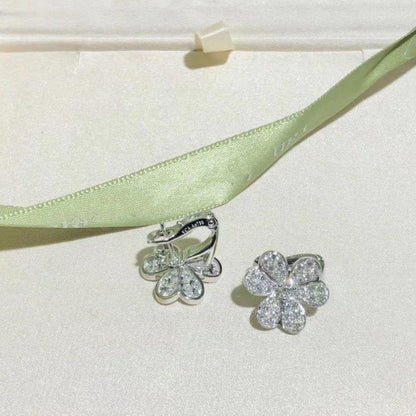 [Clover Jewelery]FRIVOLE SILVER FLOWER DIAMOND EARRINGS