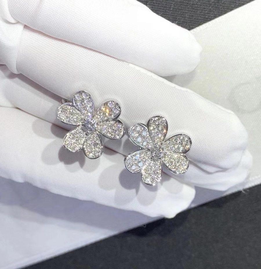 [Clover Jewelery]FRIVOLE SILVER FLOWER DIAMOND EARRINGS