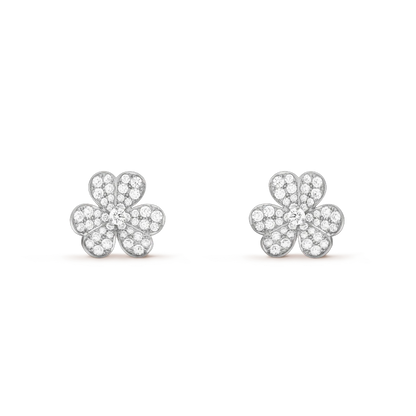 [Clover Jewelery]FRIVOLE SILVER FLOWER DIAMOND EARRINGS