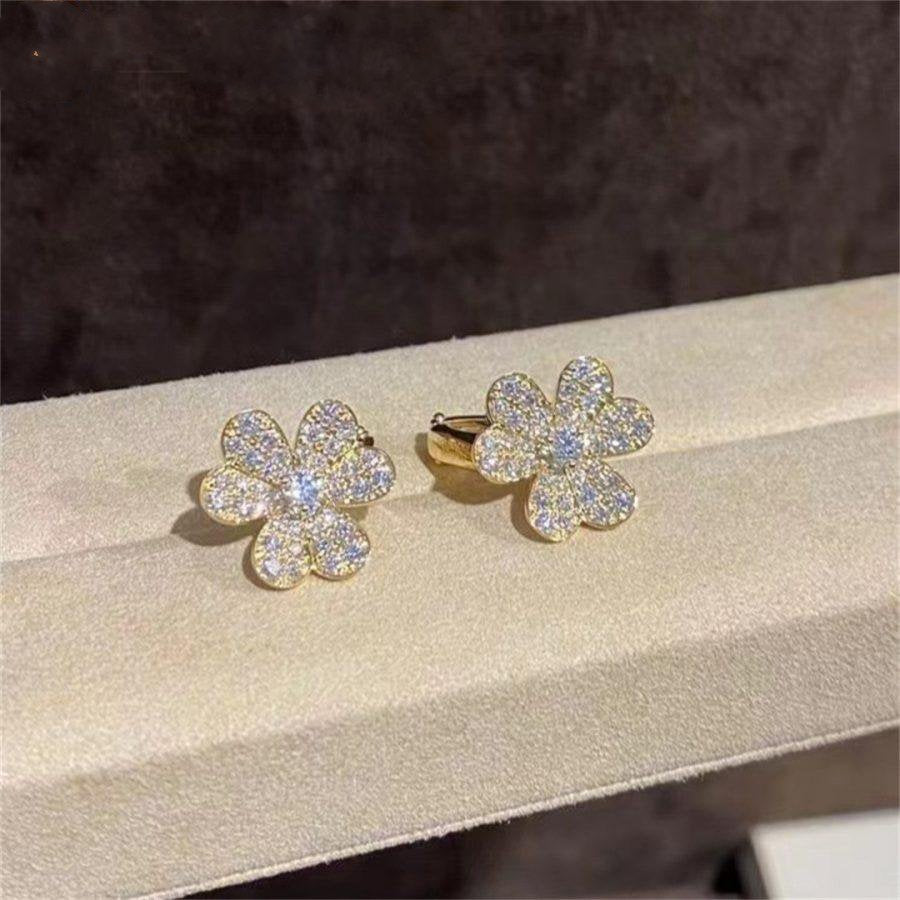 [Clover Jewelery]FRIVOLE GOLD FLOWER DIAMOND EARRINGS