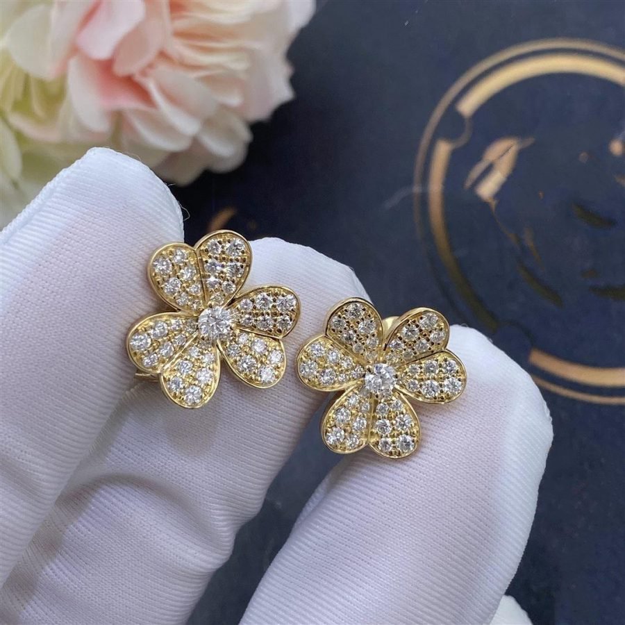[Clover Jewelery]FRIVOLE GOLD FLOWER DIAMOND EARRINGS