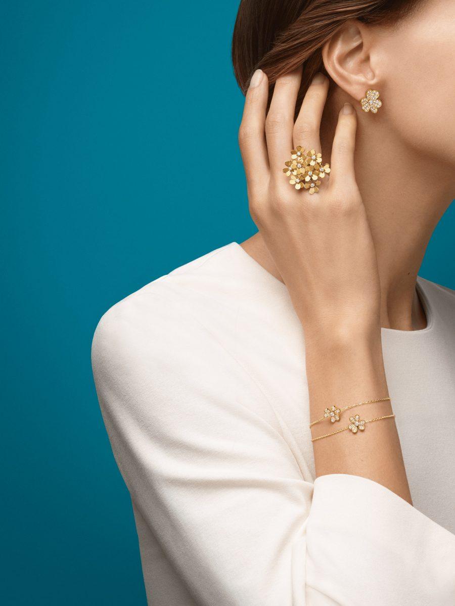 [Clover Jewelry]FRIVOLE GOLDBLUMEN-DIAMANT-OHRRINGE