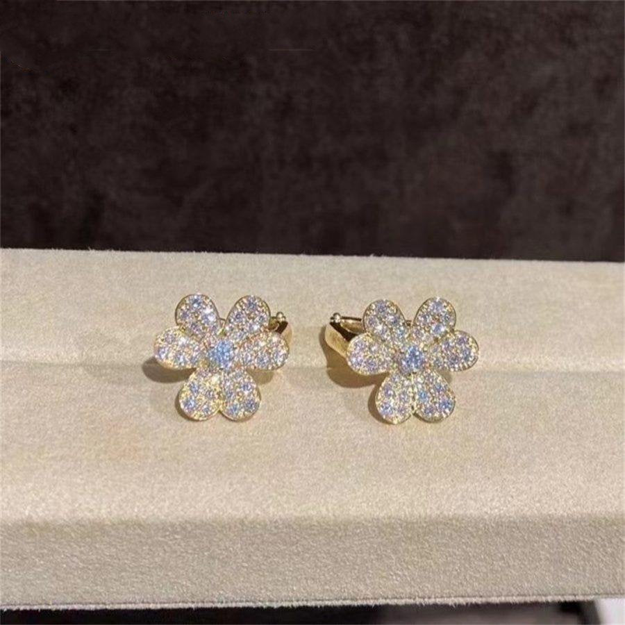 [Clover Jewelery]FRIVOLE GOLD FLOWER DIAMOND EARRINGS