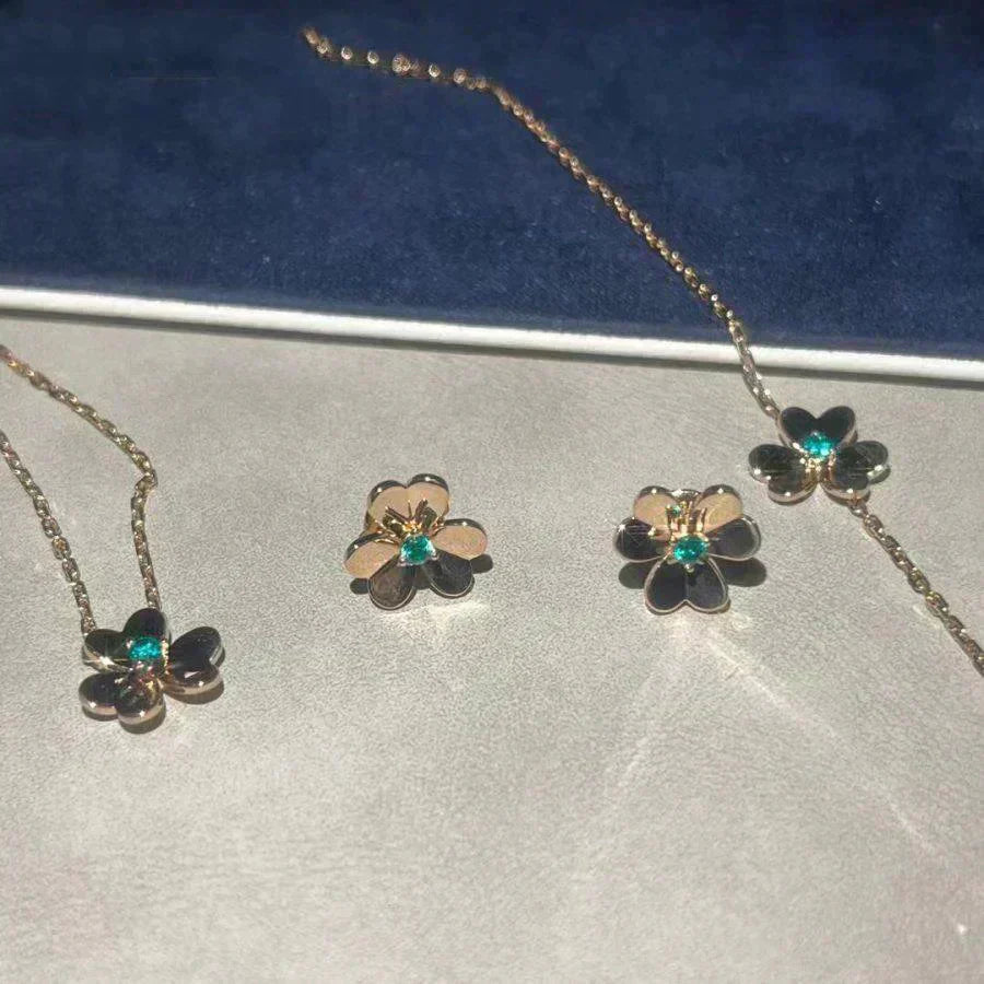 [Clover Jewelery]FRIVOLE  FLOWER MALACHITE EARRINGS