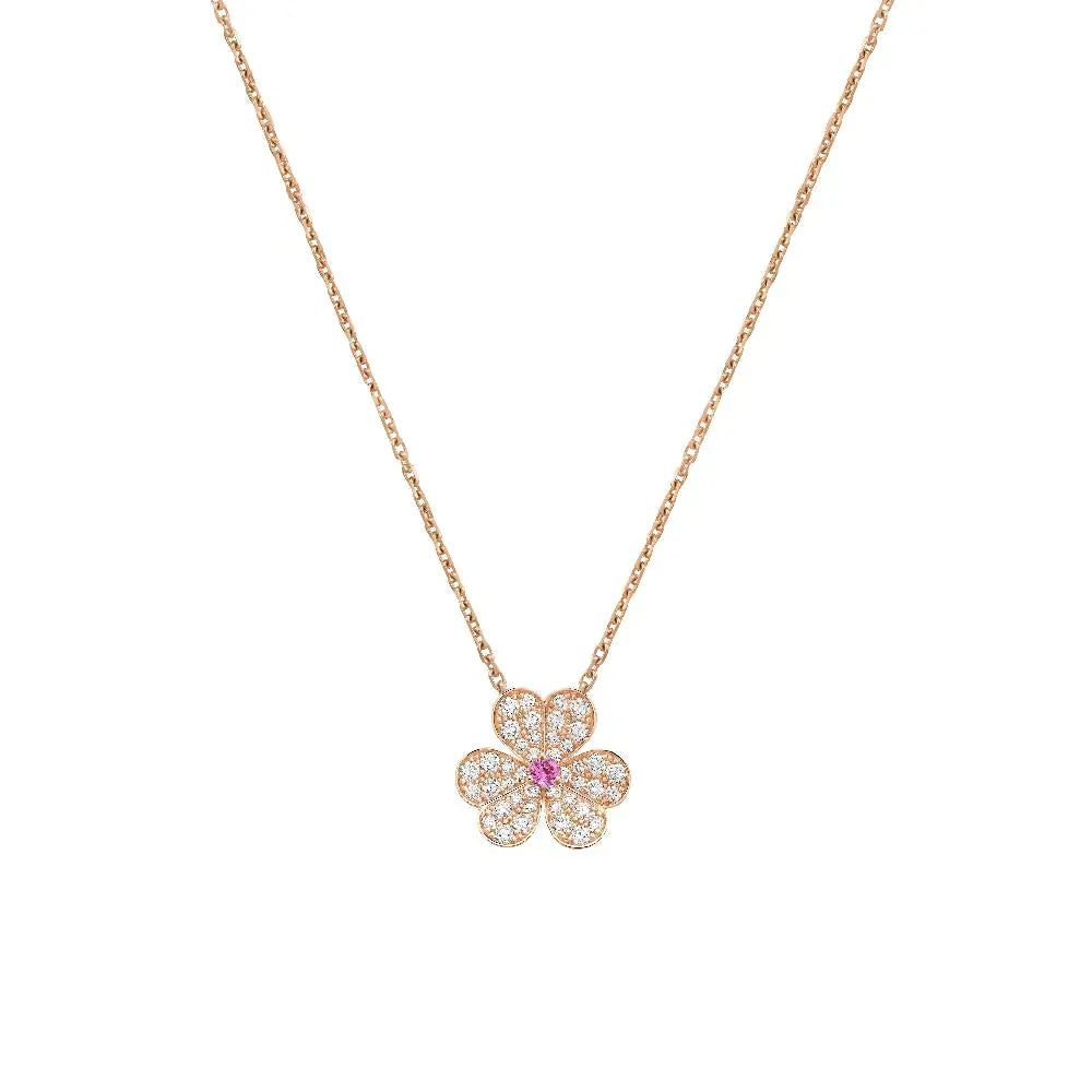[Clover Jewelery]FRIVOLE ROSE GOLD FLOWER DIAMOND NECKLACE