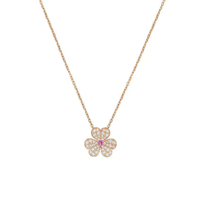 [Clover Jewelery]FRIVOLE ROSE GOLD FLOWER DIAMOND NECKLACE