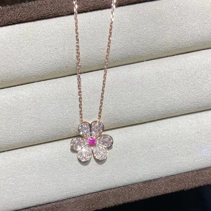 [Clover Jewelery]FRIVOLE ROSE GOLD FLOWER DIAMOND NECKLACE